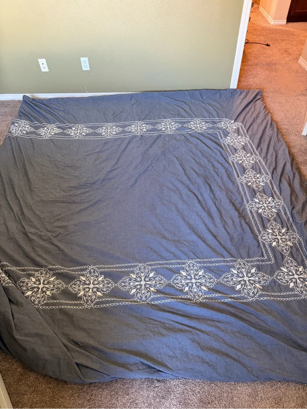 Emerson Quilted Coverlet Set in Slate Gray